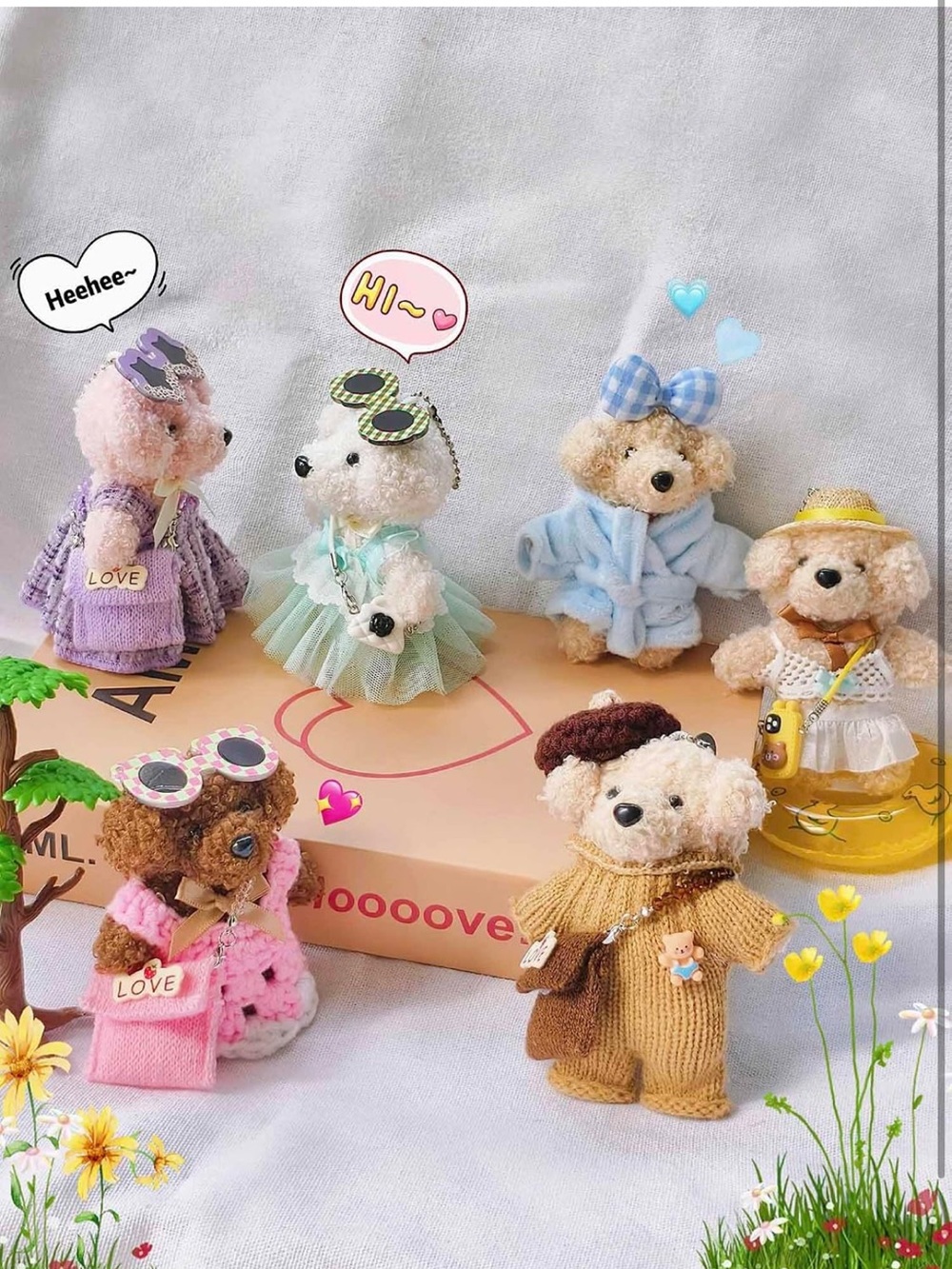 Teddy bear bag charm keychain with outfit dress her up NOT FROM TEMU - Picture 6 of 6